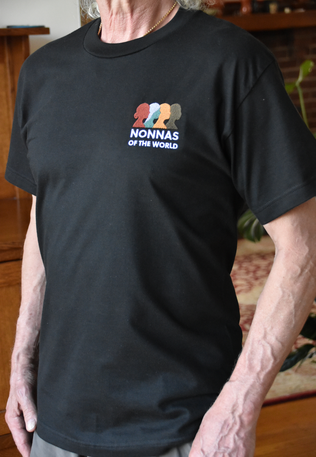 Nonnas of the World Embroidered T-Shirt – Black - Image 6