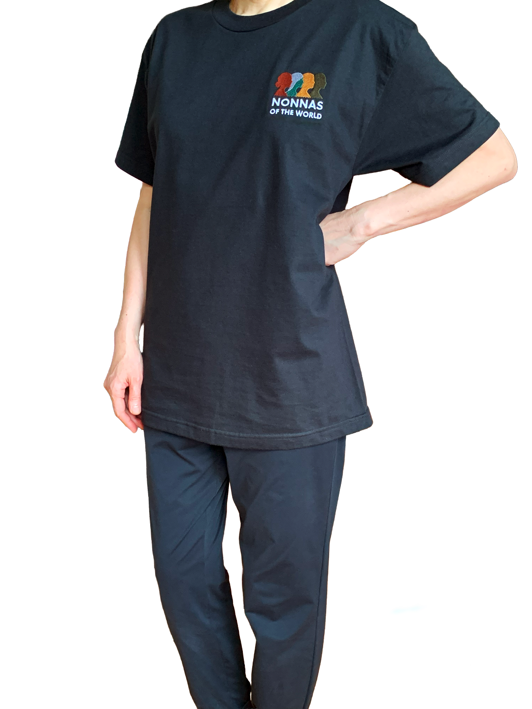 Nonnas of the World Embroidered T-Shirt – Black - Image 4