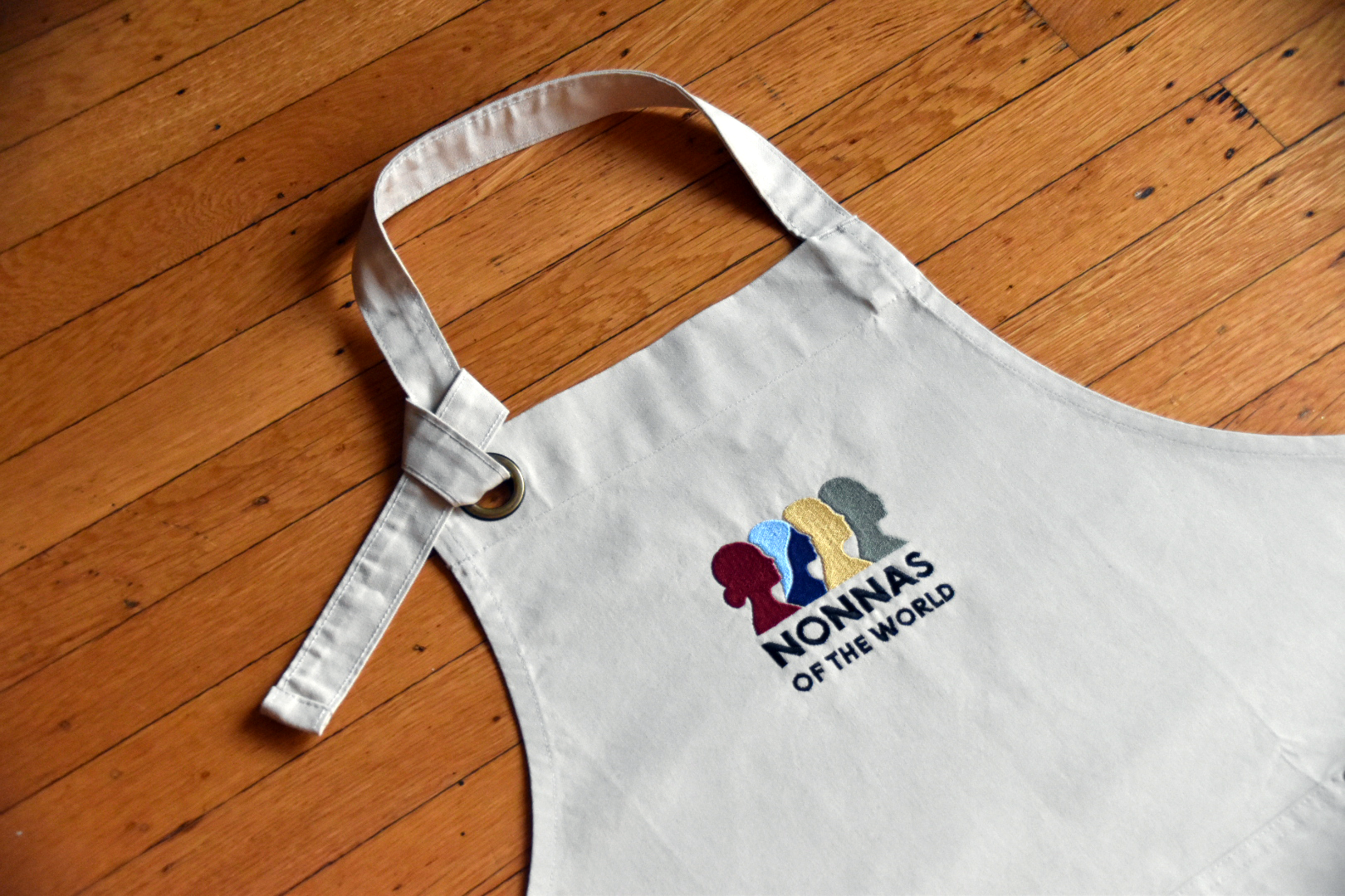 Premium Embroidered Apron – Cream - Image 2