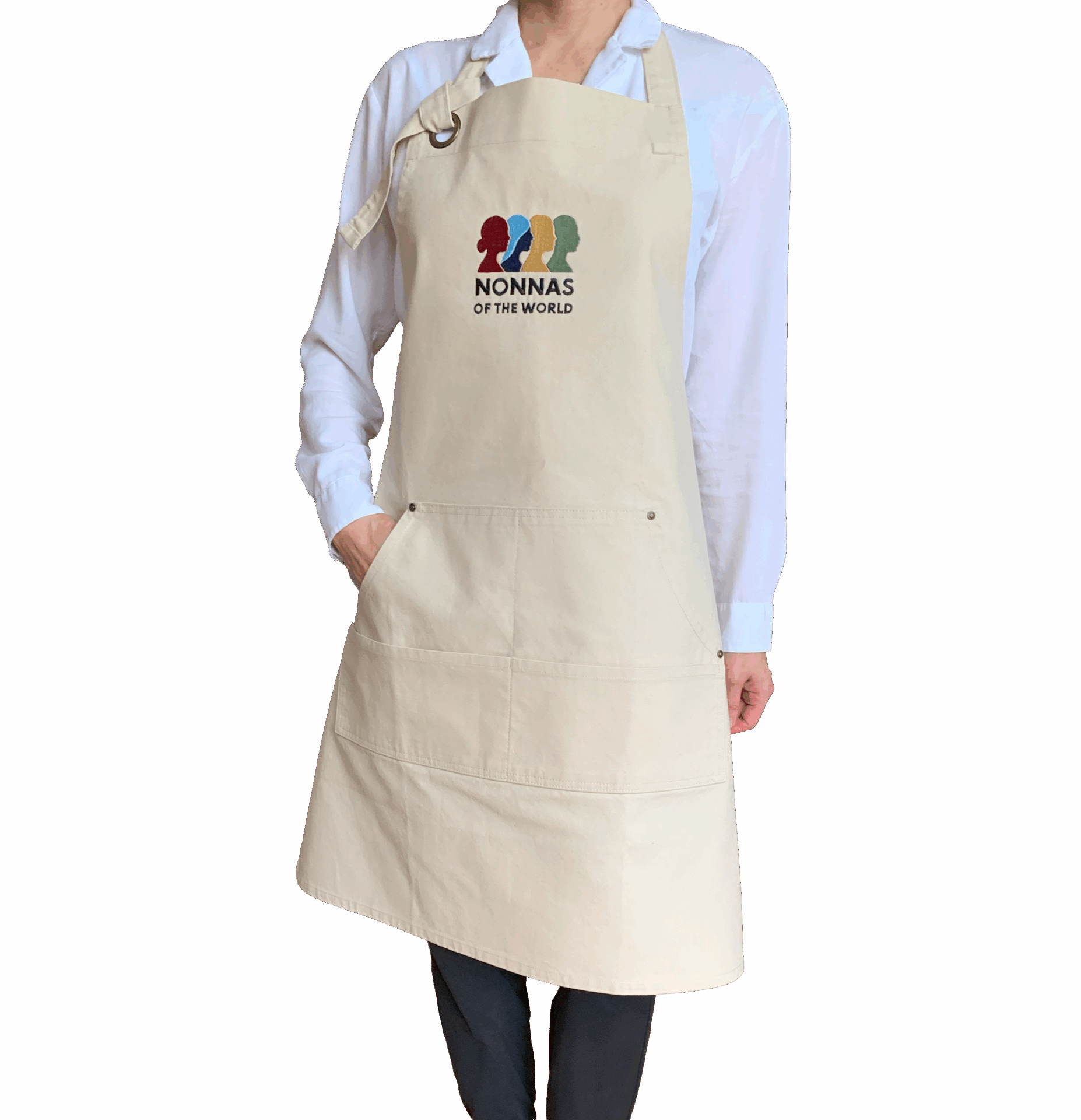 Premium Embroidered Apron – Cream - Image 5