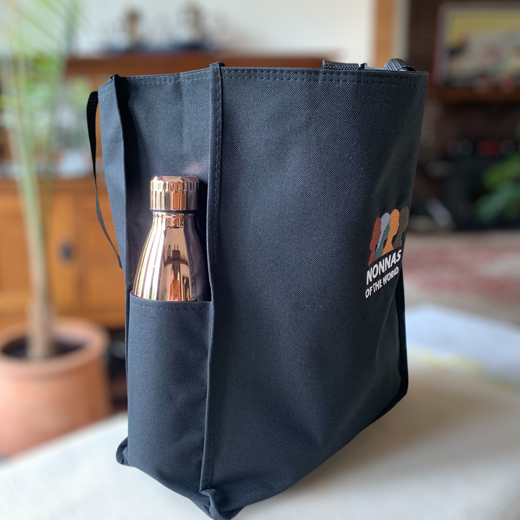 Embroidered Twill Tote – Black - Image 2